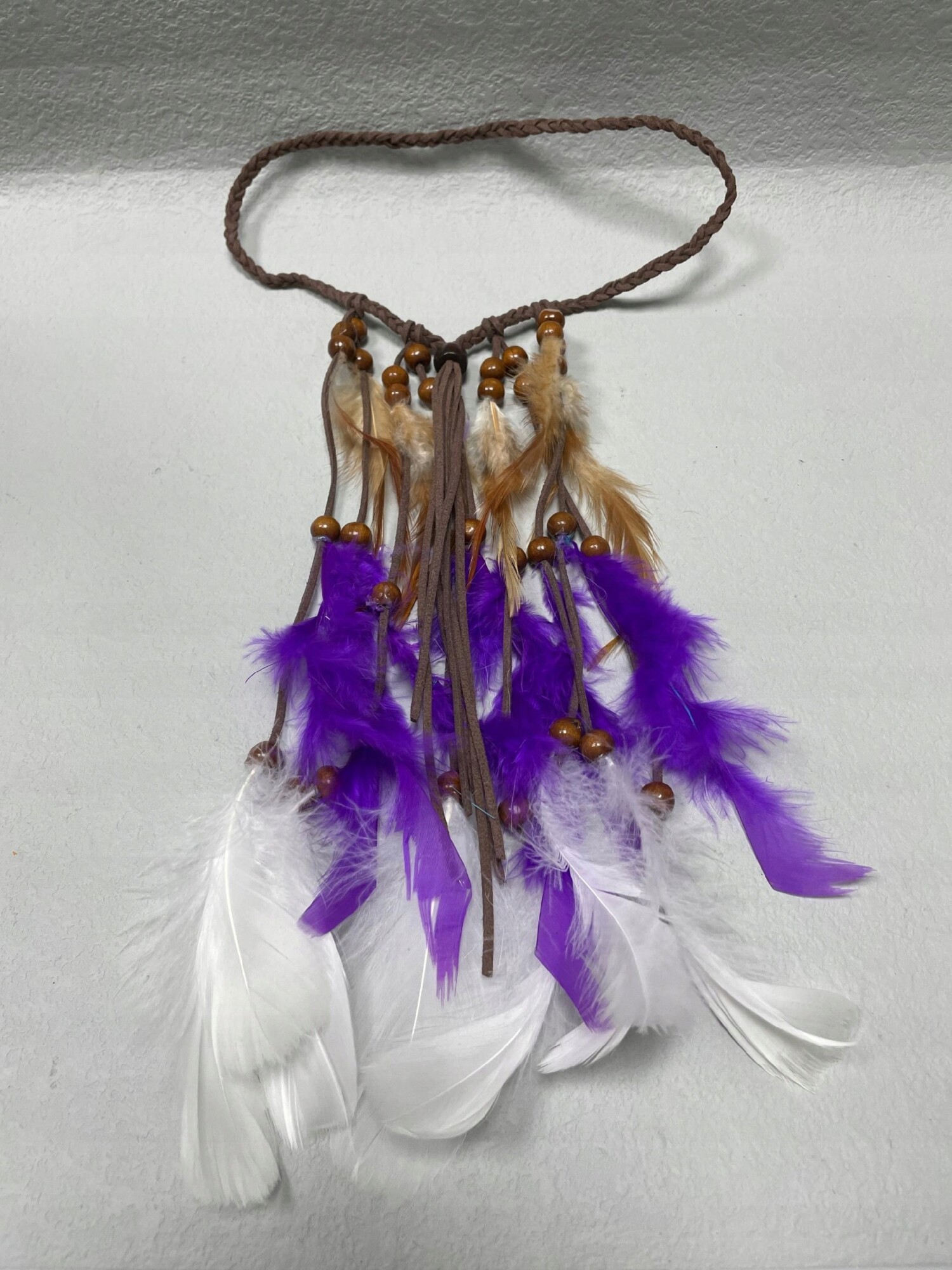 Pióropusz opaska do włosów indiański fioletowy a12 - obrazek 4