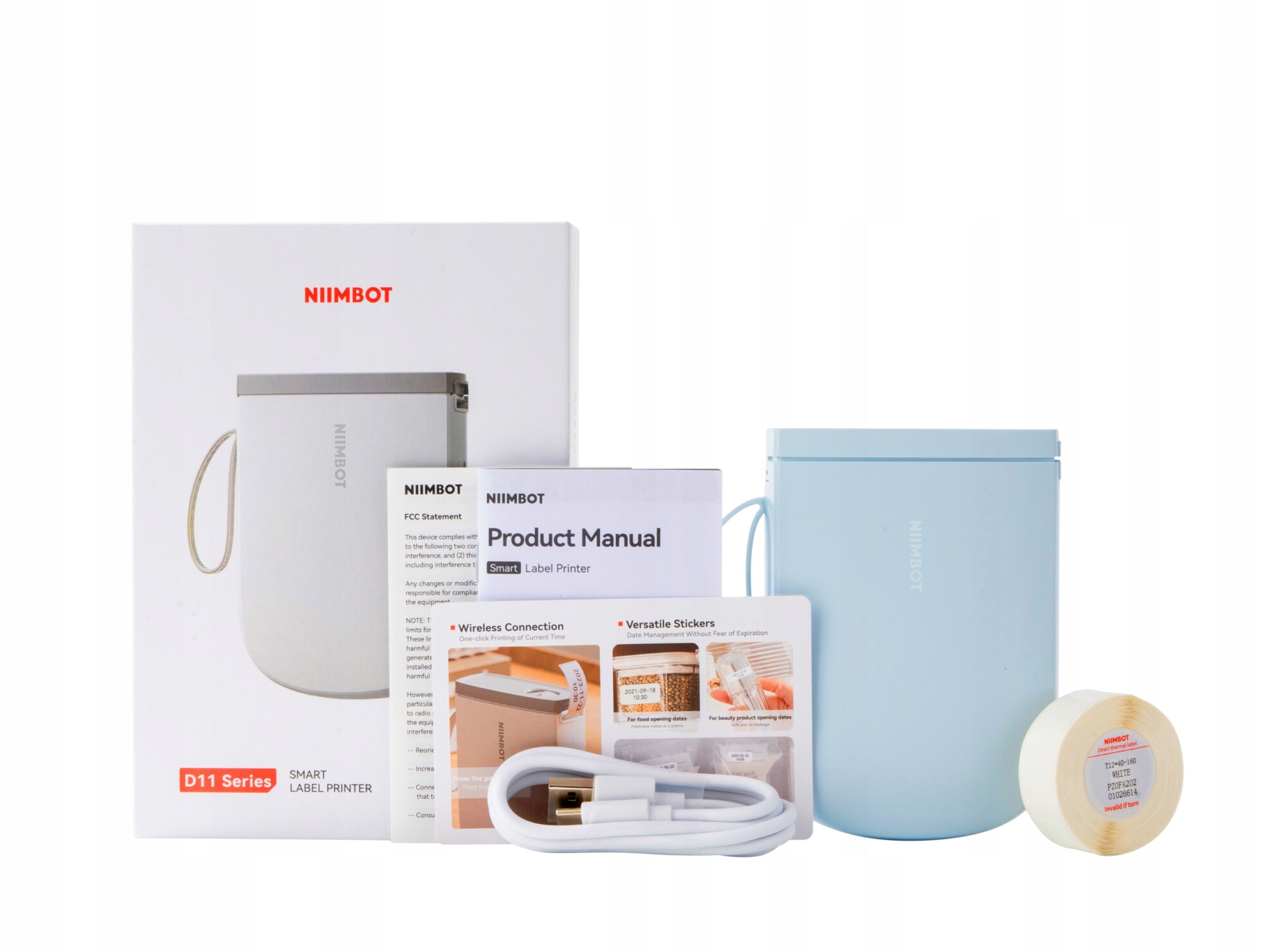 Niimbot d11h bezprzewodowa drukarka termiczna etykiety naklejki 300dpi blue - zdjęcie 1