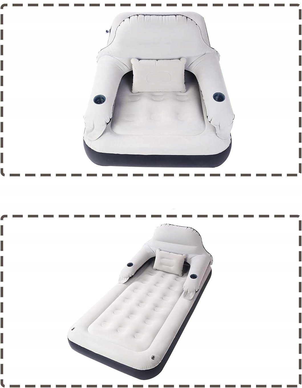 Materac z oparciem kanapa ponton dmuchany kempingowy łóżko pompowane 191 cm - obrazek 4