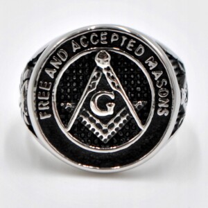 Pierścień sygnet masonów srebrny stalowy 503 - miniatura 2