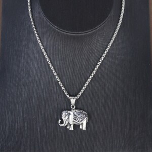 Naszyjnik srebrny łańcuszek słoń indyjski 325 - miniatura 5