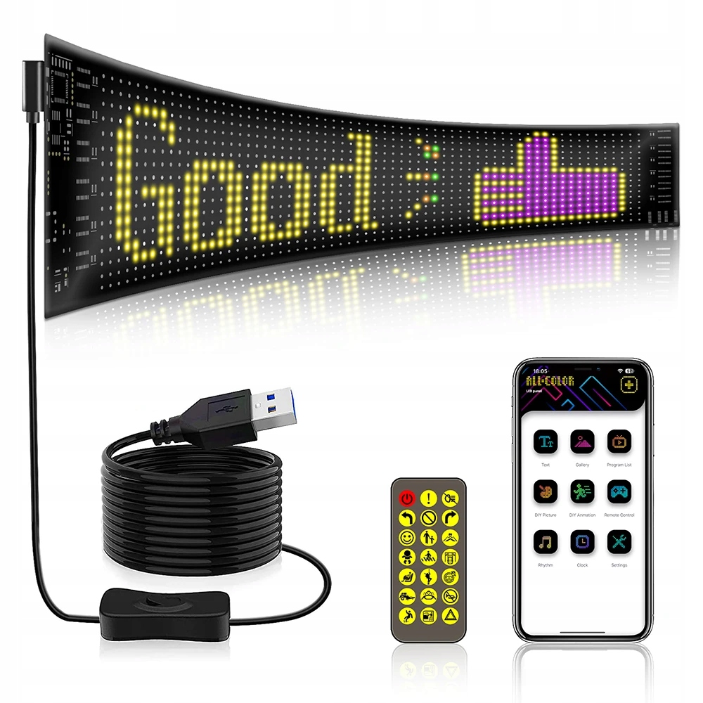 Programowalny wyświetlacz led pixel art full color usb bluetooth aplikacja - obrazek 13