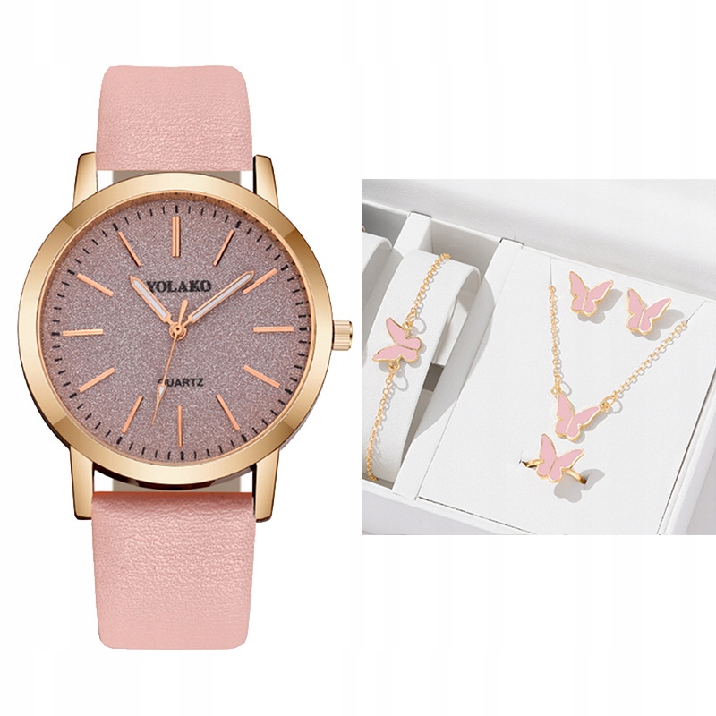 Zegarek damski ekoskóra wygodny klasyczny kwarcowy elegancki modny różowy - obrazek 4