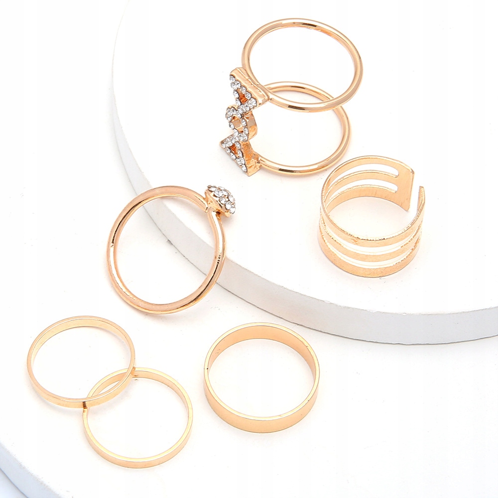 Złoty zestaw pierścionków retro punk boho 68 - obrazek 4