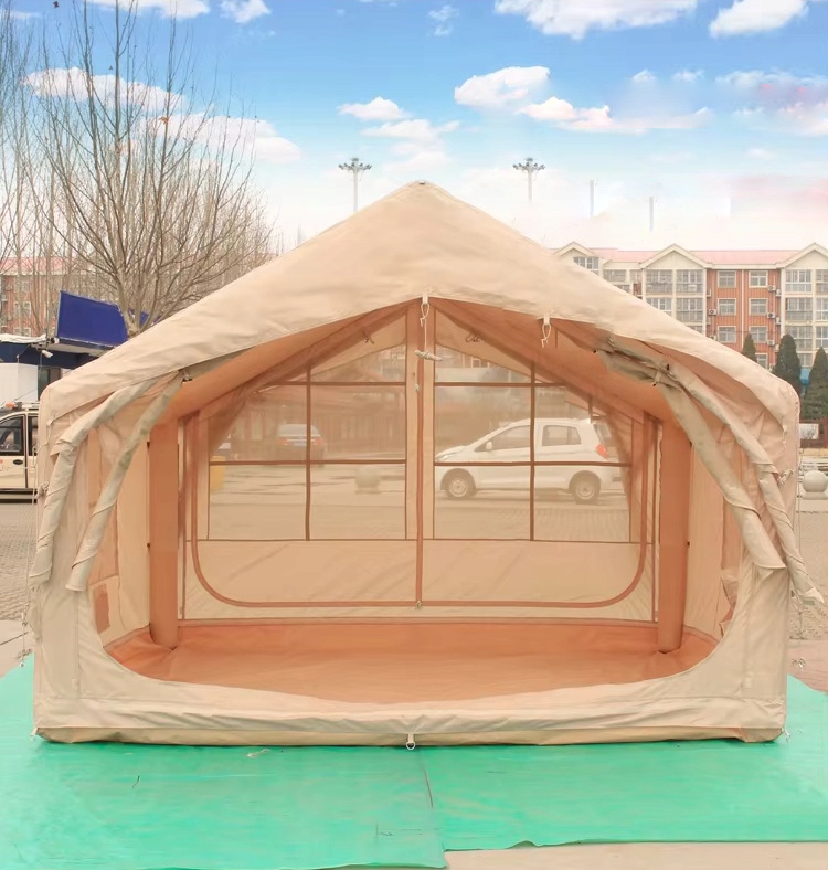 Duży namiot kempingowy pompowany 5 osobowy dmuchany pompka 8m2 320x250cm - zdjęcie 12