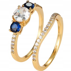 Złote obrączki ślubne stal para pozłacane r.17/19 - miniatura 2