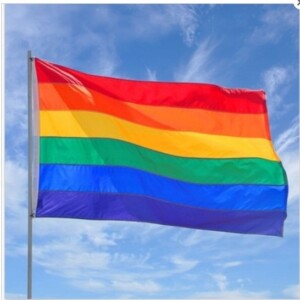 Flaga tęczowa tęcza peleryna lgbt rainbow pride tunel na kij duża 90x150cm - miniatura 2