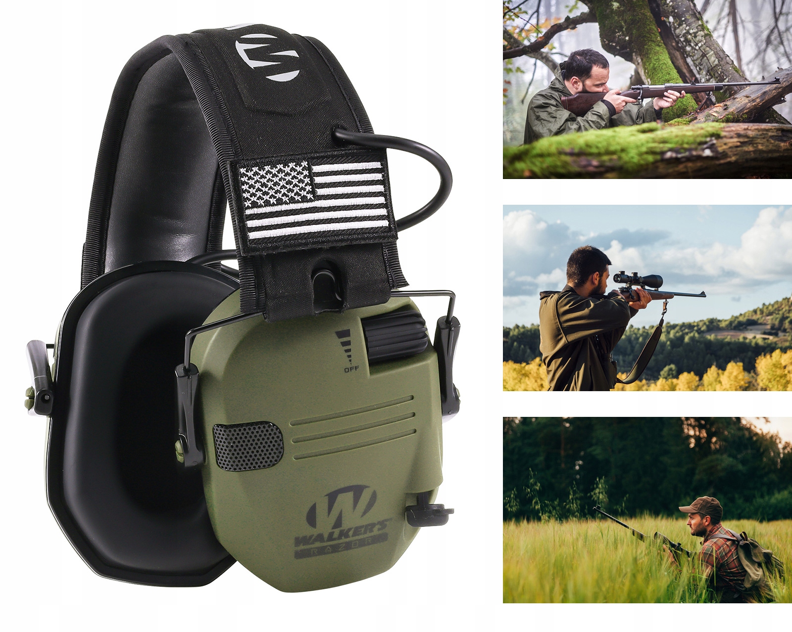 Walkers ochronniki słuchu aktywne razor slim fat strzeleckie + flaga polski - obrazek 2