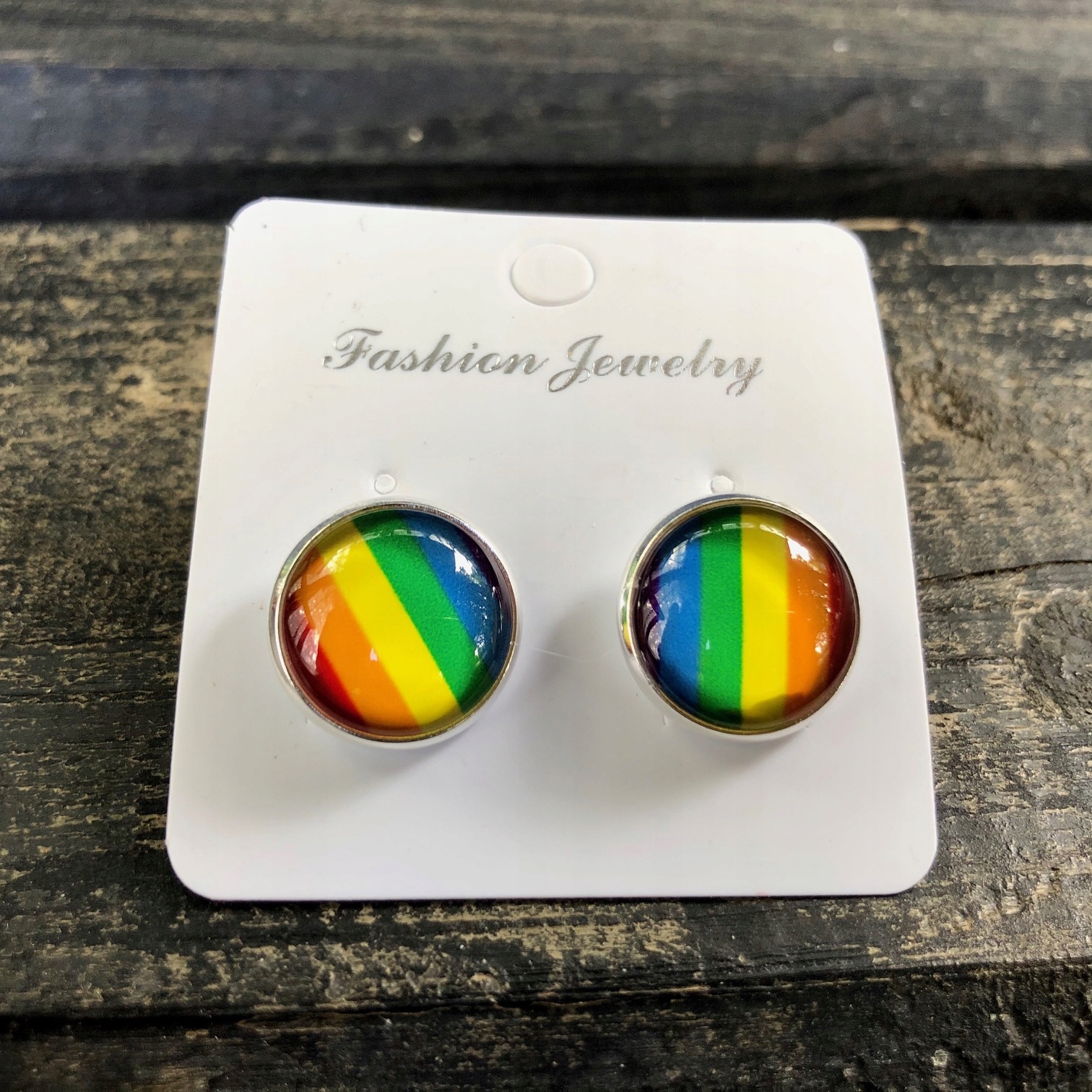 Kolczyki do ucha tęczowe tęcza lgbt okrągłe stalowe 10mm - obrazek 6