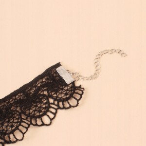Choker koronkowy haft czarny naszyjnik gothic ch04 - miniatura 3