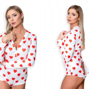Piżama damska prezent na walentynki dla dziewczyny rozpinana serduszka xl - miniatura 2