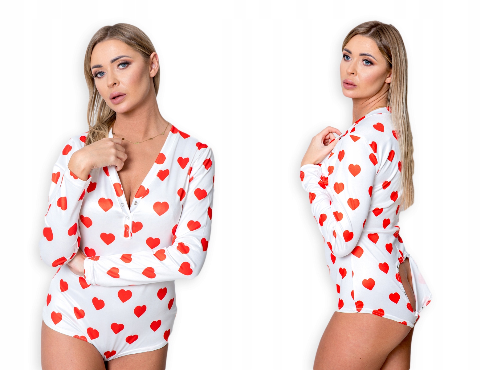 Piżama damska prezent na walentynki dla dziewczyny rozpinana serduszka xl - obrazek 2