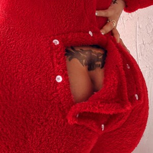 Piżama damska prezent na walentynki dla dziewczyny z klapką pluszowa s - miniatura 3