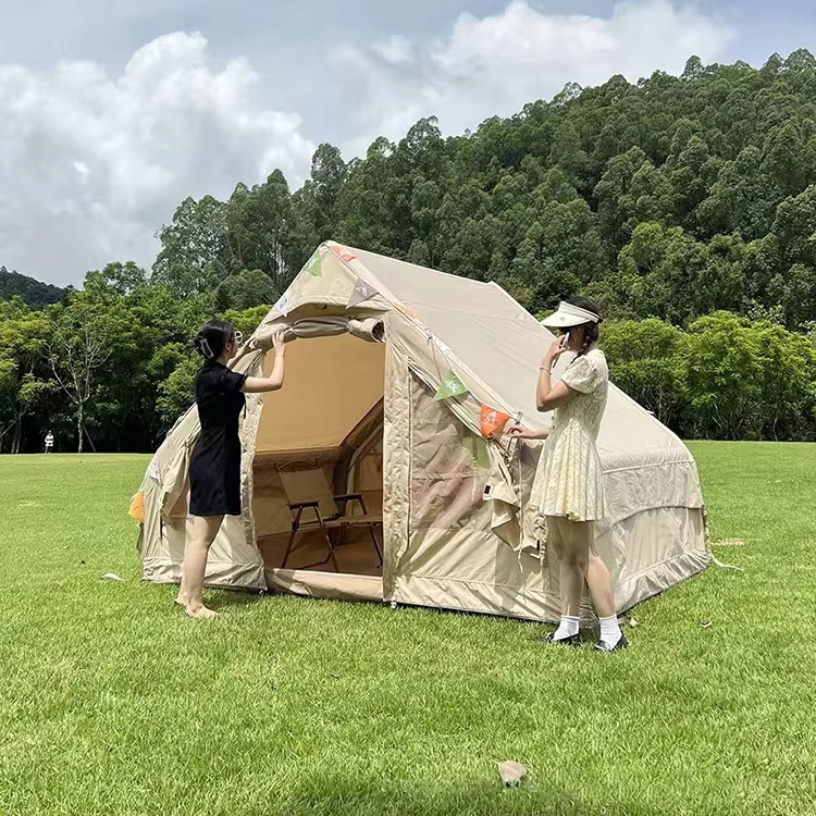 Duży namiot kempingowy pompowany 4 osobowy dmuchany pompka 6.3m2 300x210cm - zdjęcie 9