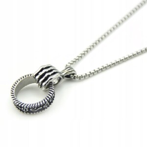 Naszyjnik srebrny stal łańcuszek łapa koło 310 - miniatura 5