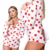 Piżama damska prezent na walentynki dla dziewczyny rozpinana serduszka xl - miniatura 1