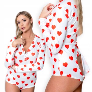 Piżama damska prezent na walentynki dla dziewczyny rozpinana serduszka xl - miniatura 1