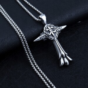 Naszyjnik srebrny łańcuszek krzyż hufiec 317 - miniatura 8