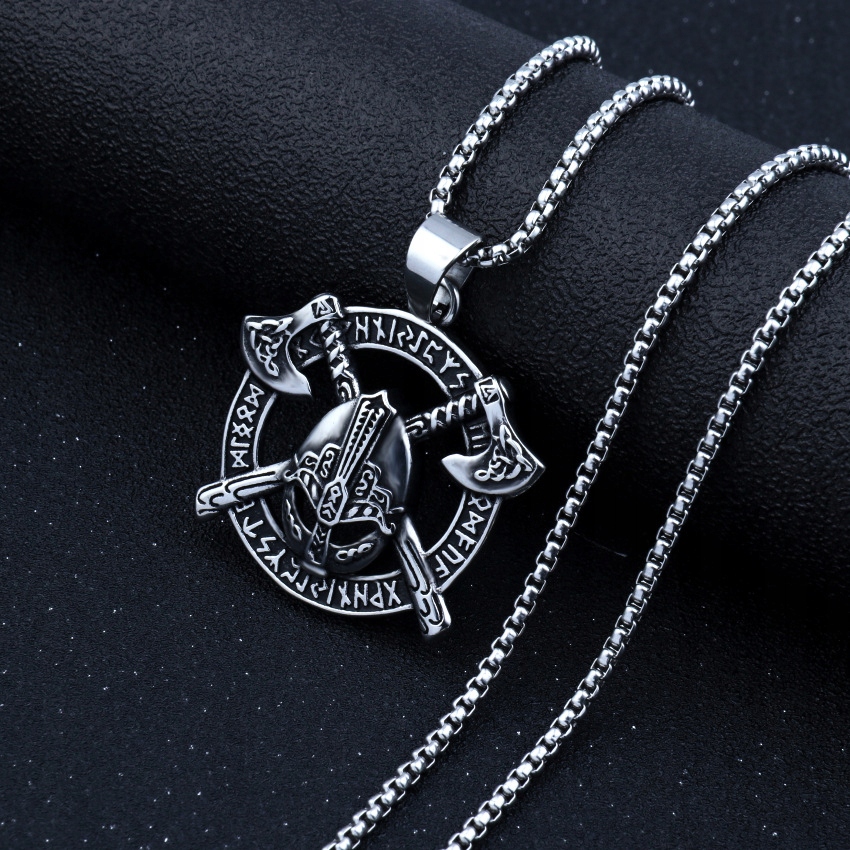 Naszyjnik srebrny wikingów topory runa nordic 406 - obrazek 6