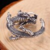 Pierścień obrączka sygnet smok regulowany vintage srebrny metalowy r.uni - miniatura 7