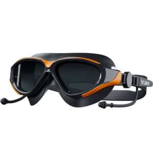 Okulary pływackie gogle do pływania wbudowane zatyczki do uszu czarne uv