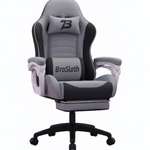 Fotel gamingowy ergonimiczny biurowy obrotowy z podnóżkiem szary do biura