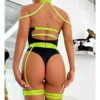 Seksowny komplet bielizny damskiej pasy choker stanik figi fluo zielony m - miniatura 13