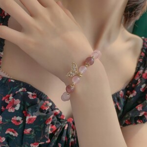 Bransoletka charms kryształy syrena różowa 103 - miniatura 9