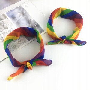 Opaska na rękę chusta na włosy bandana tęczowa lgbt tęcza pride rainbow - miniatura 2