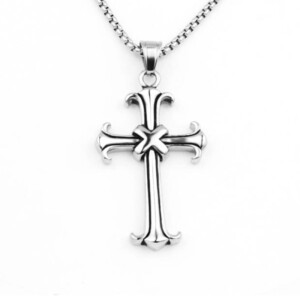 Naszyjnik srebrny stal łańcuszek krzyżyk x 319 - miniatura 2