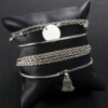 Zestaw bransoletek boho retro punk charms bangle srebrne 4 sztuki komplet - miniatura 6