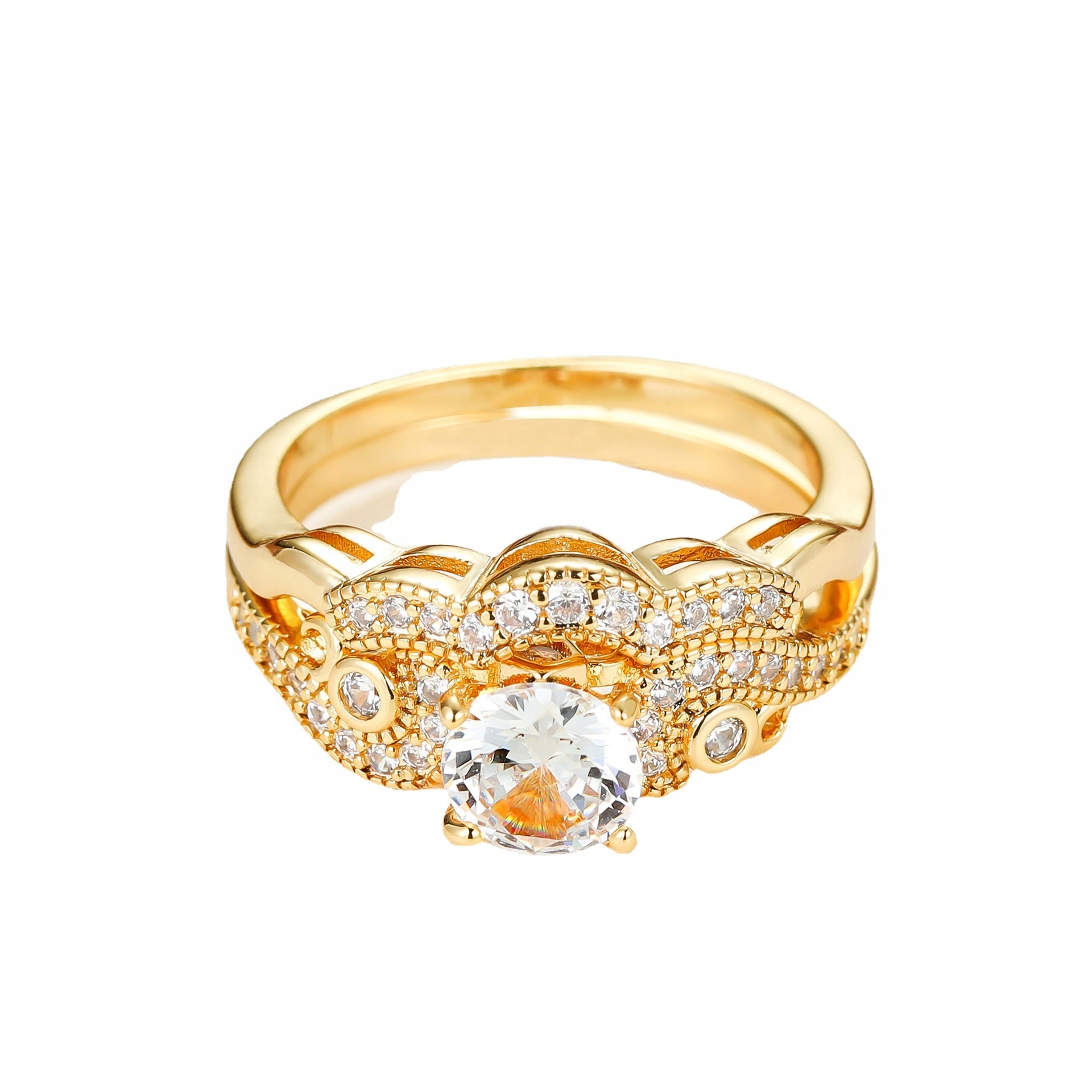 Złote obrączki ślubne stal para pozłacane r.17/19 - zdjęcie 3