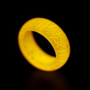 Pierścień obrączka sygnet świecący w ciemności unisex żółto-złoty fluo r.9 - miniatura 2