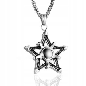 Naszyjnik srebrny stal łańcuszek gwiazda 312 - miniatura 1