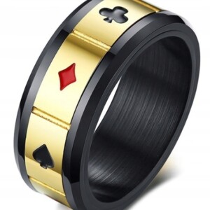 Pierścień sygnet złoty poker karty obrączka 213 - miniatura 1