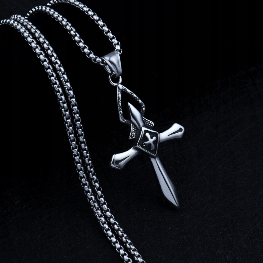 Naszyjnik srebrny stal krzyżyk krzyż modlitwa 368 - obrazek 9