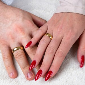 Złote obrączki ślubne klasyczne stal 316l para piękne 2 sztuki - miniatura 3