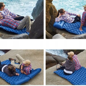 Materac kempingowy mata namiot łożko pompka turystyczny dwuosobowy zwijany - miniatura 8