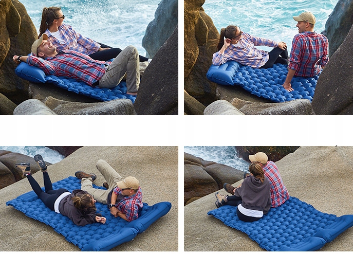 Materac kempingowy mata namiot łożko pompka turystyczny dwuosobowy zwijany - obrazek 8