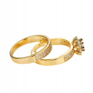 Złote obrączki para ślubne stal pozłacane r.17/19 - miniatura 3