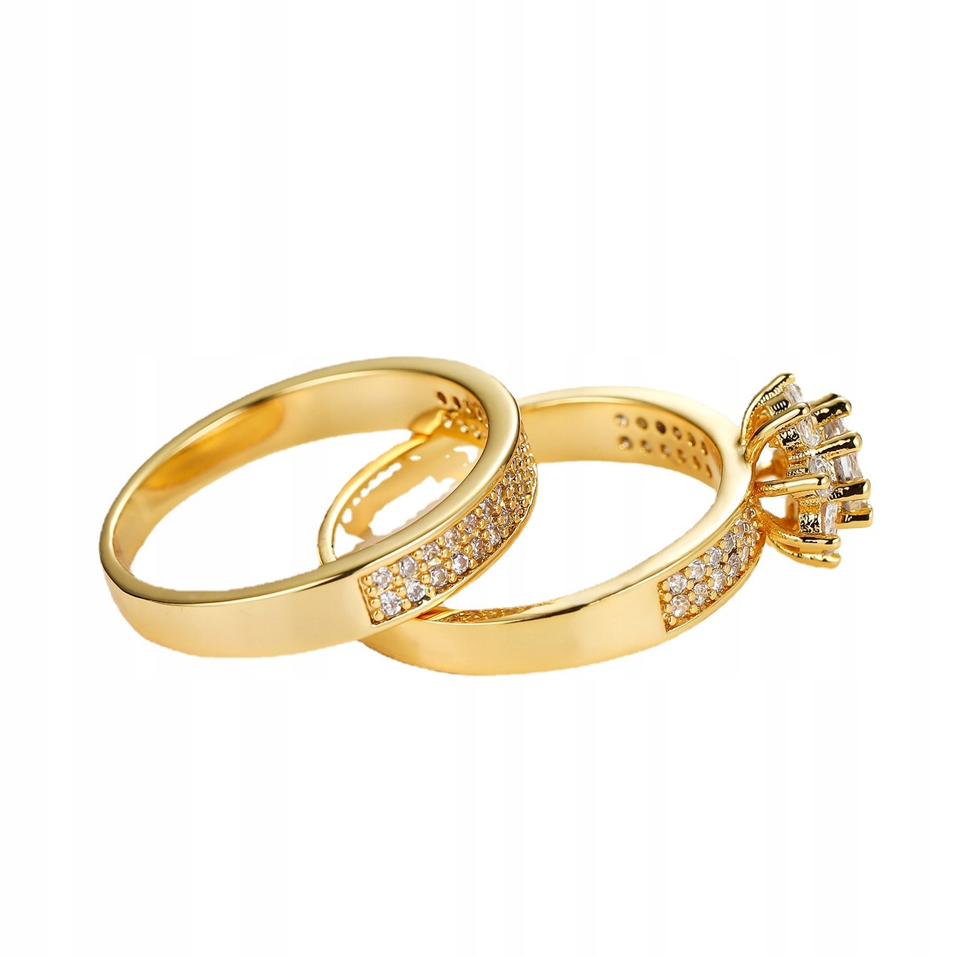 Złote obrączki para ślubne stal pozłacane r.17/19 - obrazek 3