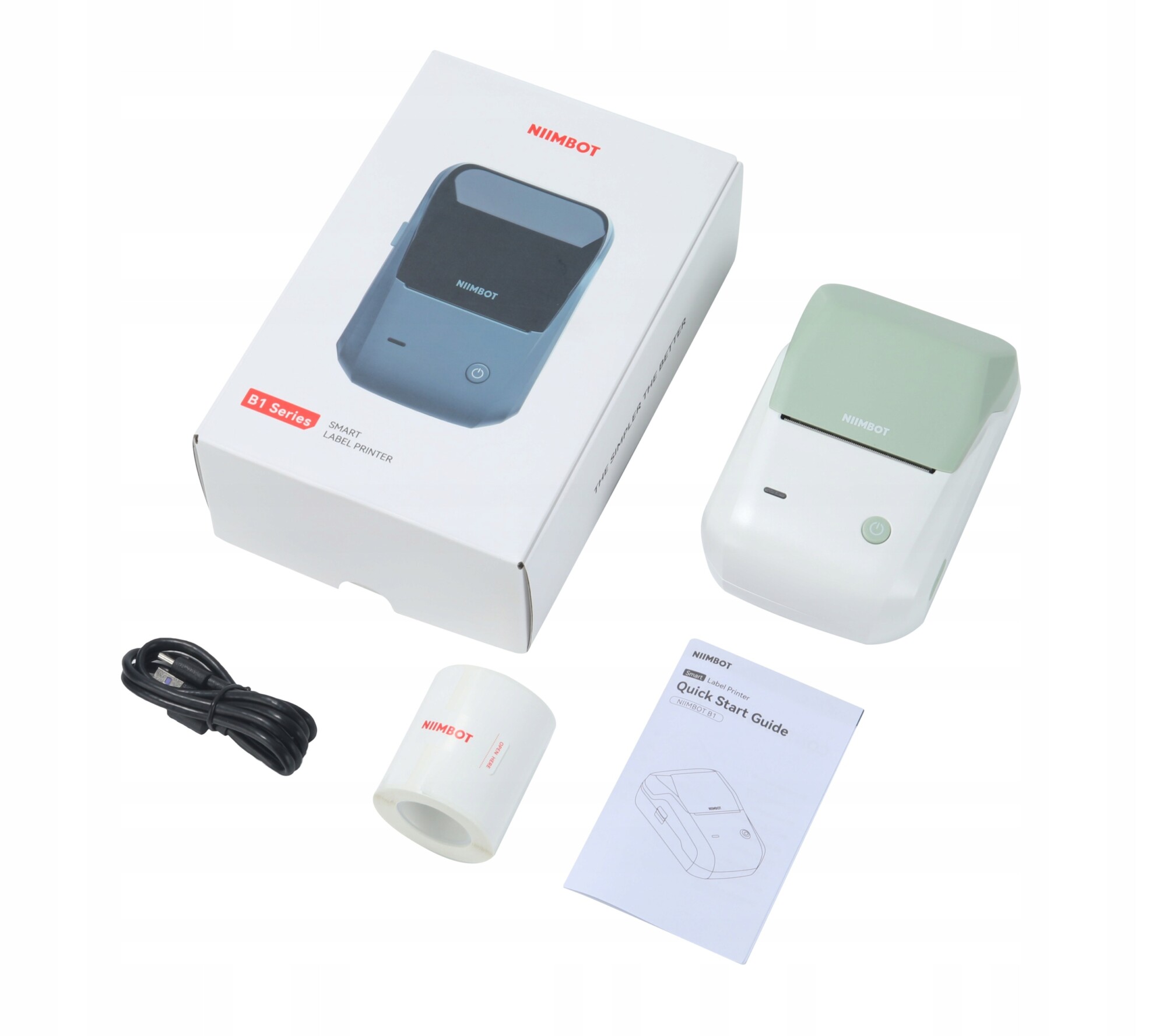 Niimbot b1 drukarka termiczna naklejki bluetooth zielono biała nowa +rolka - obrazek 2