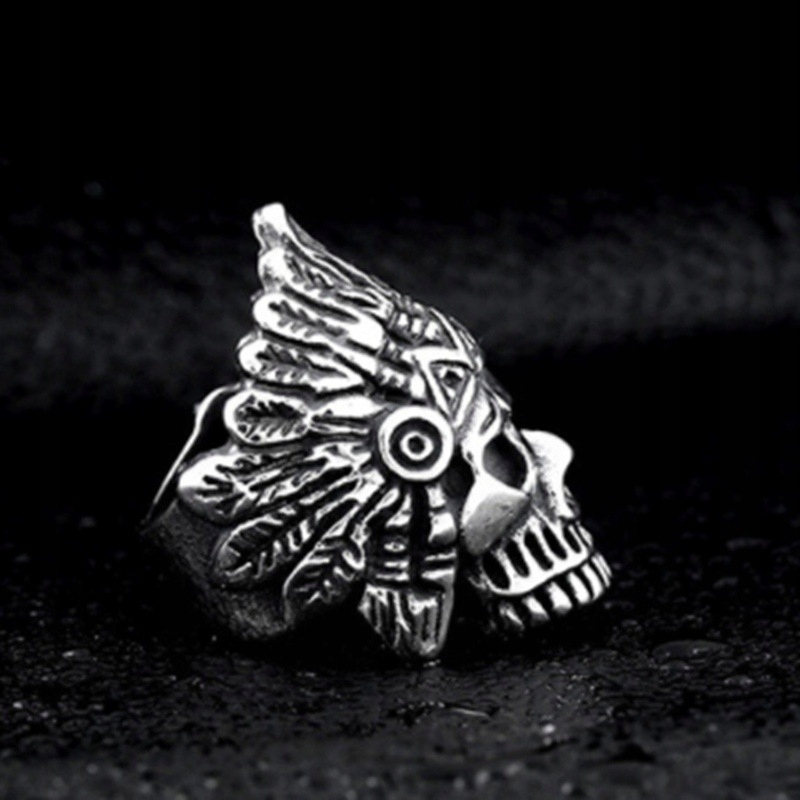 Pierścień sygnet obrączka indiański czaszka 453 - obrazek 4