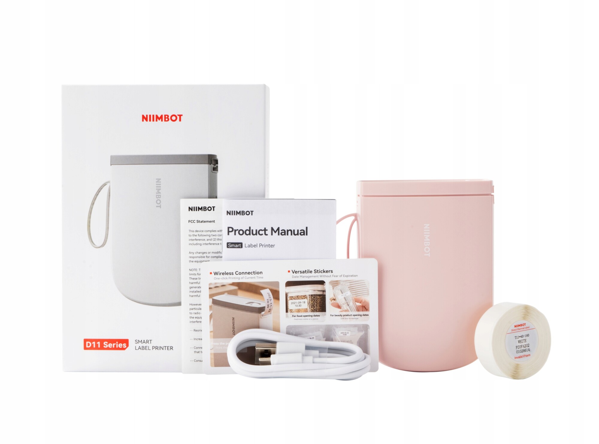 Niimbot d11h bezprzewodowa drukarka termiczna etykiety naklejki 300dpi pink - zdjęcie 1