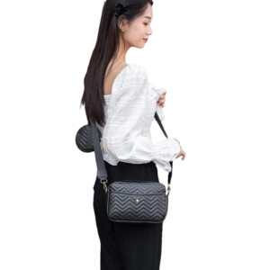 Torebka damska listonoszka czarna eko skóra zestaw 2szt chevron - miniatura 4