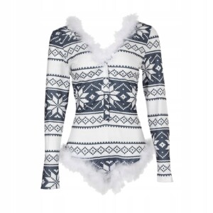 Piżama damska prezent na walentynki dla dziewczyny pluszowa zimowe wzory s - miniatura 2