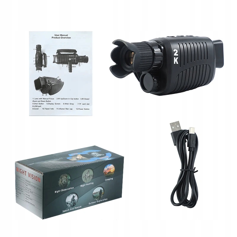 Noktowizor 7-poziomów do 800m 5x zoom led fullhd 1080p usb cyfrowy 128gb - obrazek 10
