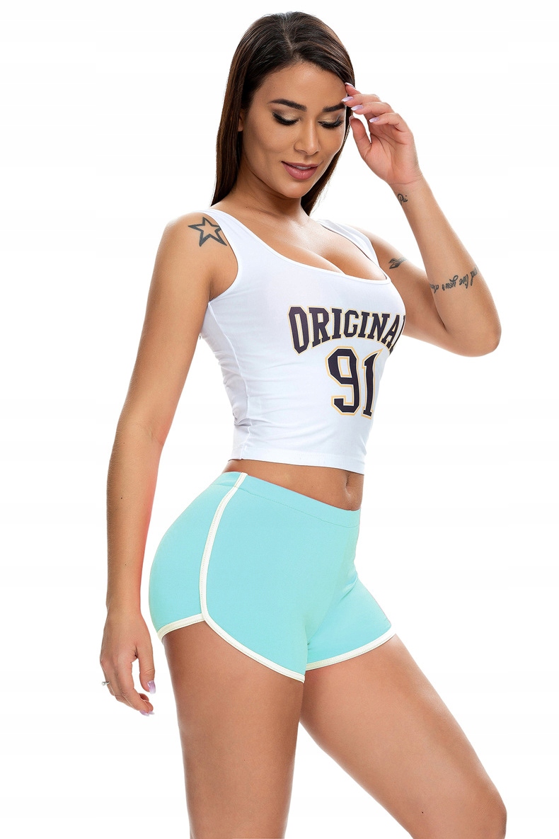 Szorty damskie sportowe wygodne spodenki błekit s - obrazek 5