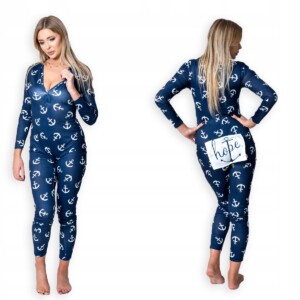 Piżama damska prezent na walentynki dla dziewczyny rozpinana kotwica s - miniatura 2