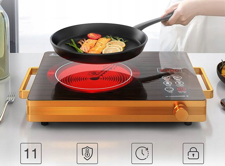 Elektryczna płyta indukcyjna 2200w panel led timer kuchenka turystyczna - obrazek 5